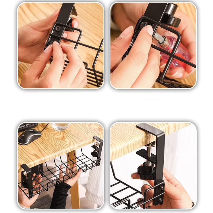 Snapklik.com : Under Desk Cable Management Tray No Drill To Desk Cable ...