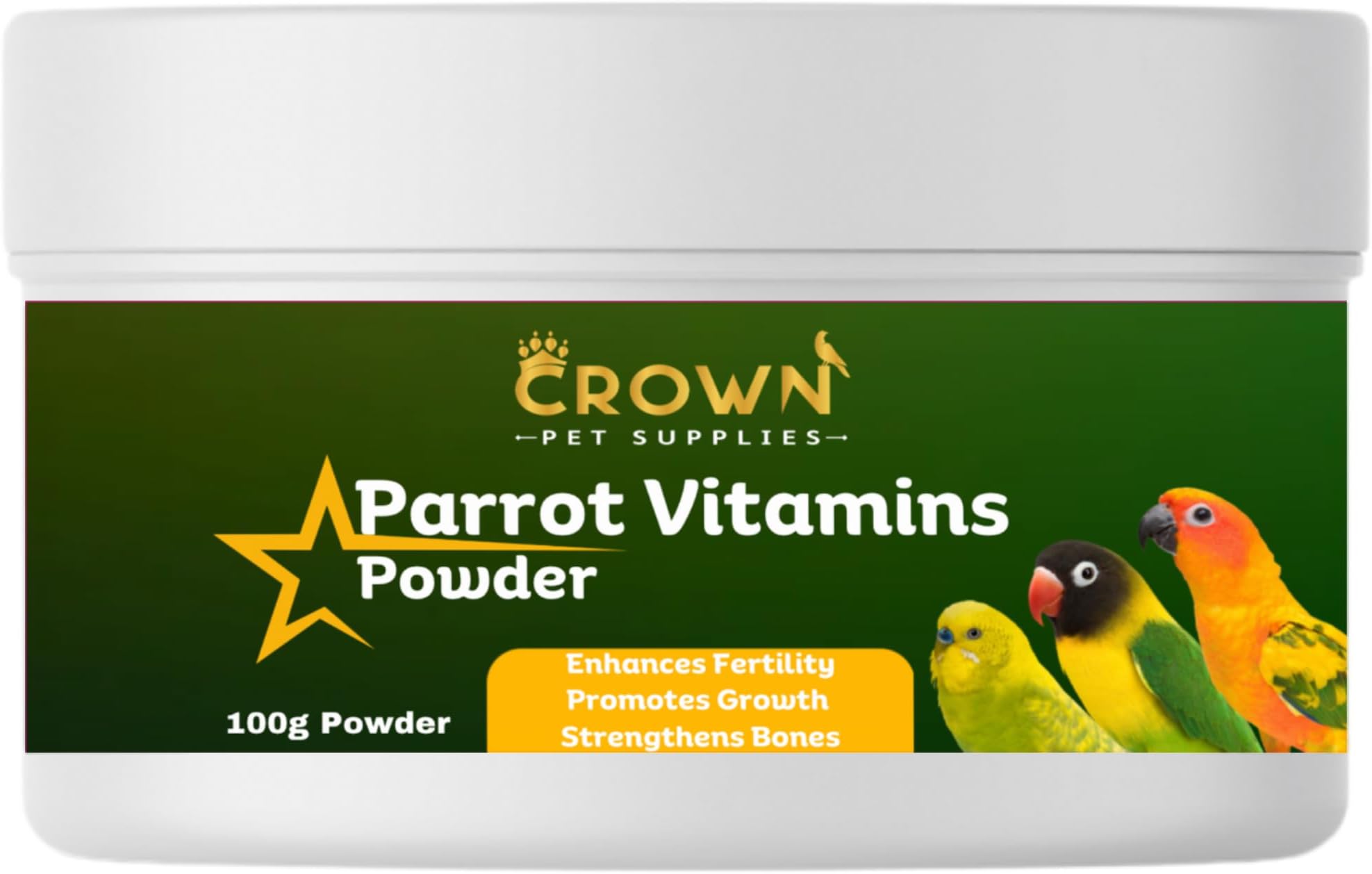 Parrot Vitamins Powder – Vitamin B Complex & C Supplement for Birds – Supports Feather Health, Appetite, Digestion, Vision, Metabolism & Reproductive Health