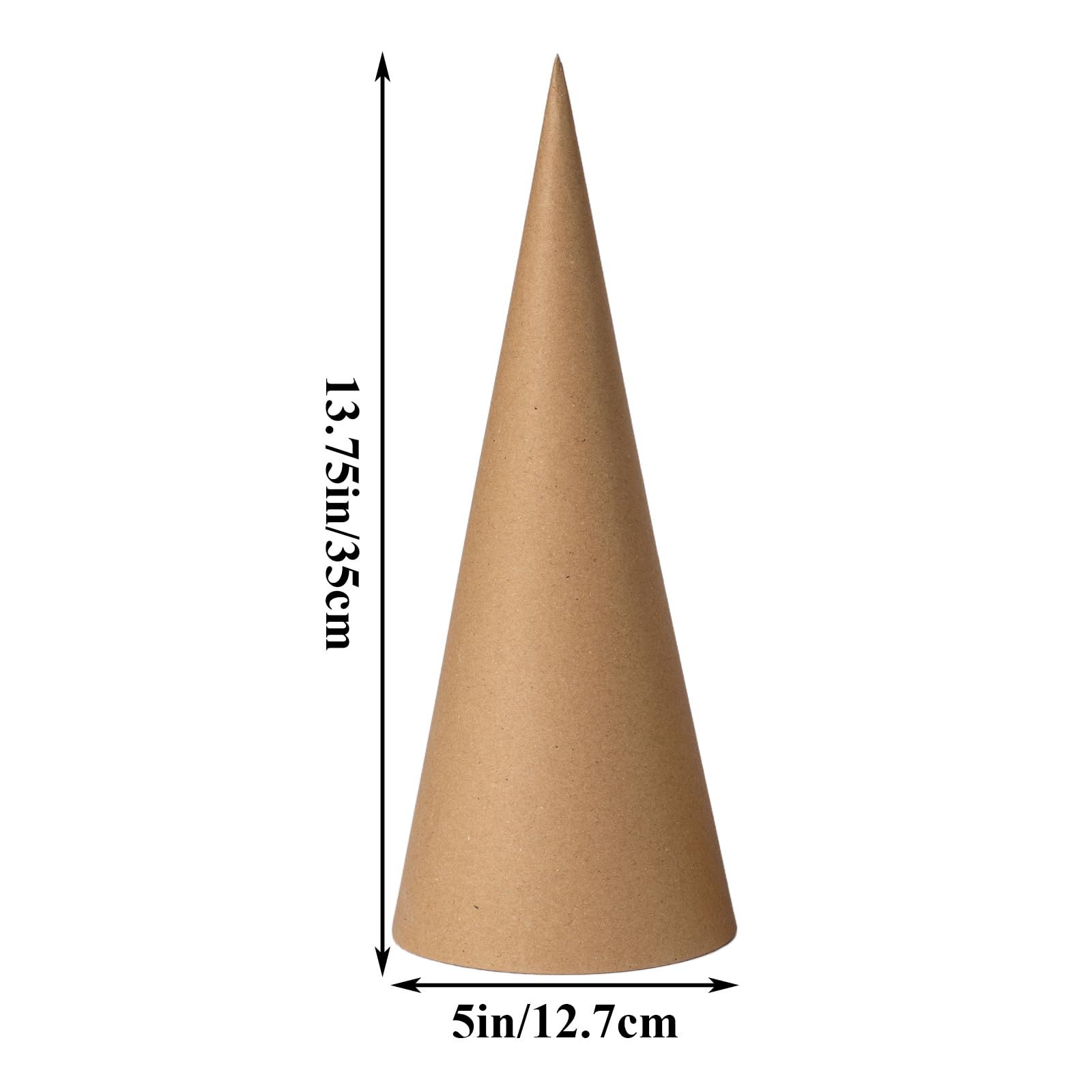 Crafjie 4PCS Paper Mache Cones Open Bottom 13.75x5 in, Paper Cone for DIY Art Projects, Christmas Gnomes, Christmas Tree, Christmas hat, Halloween Decorations, Crafts and Holiday Decor, Brown