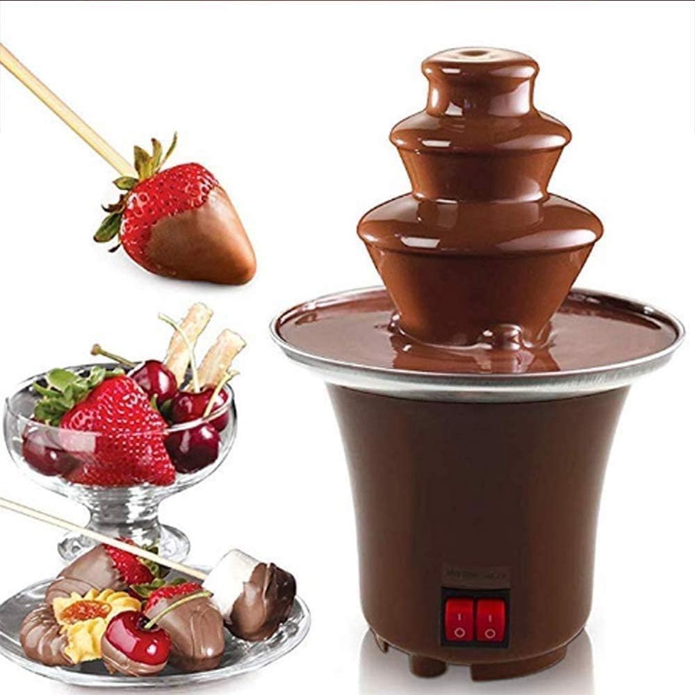 Chocolate Fondue Fountain With 3 Layers Creative Design Electric Mini Chocolate Melt With Heating Machine For Household Birthday Party, Home & resturant - Brown Color.