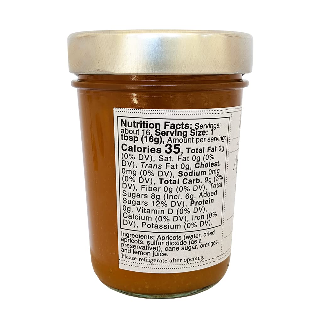 Bonnie's Jams Apricot Orange Jam, 17.5 oz, Made with Sweet, Rich Apricots and Ripe Valencia Oranges, Twice the Fruit-Half the Sugar, No Pectin Added (2-Pack)