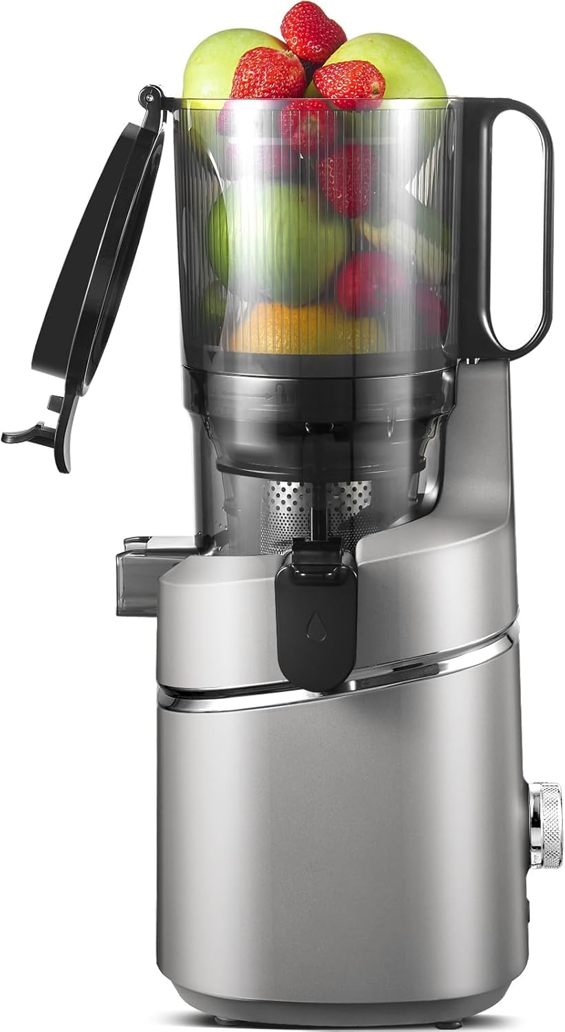 AMZCHEF Automatischer All-in-One Entsafter, 135MM Öffnung und 1,8L Masticating Juicer für Gemüse und Obst, 250W Slow Juicer Testsieger