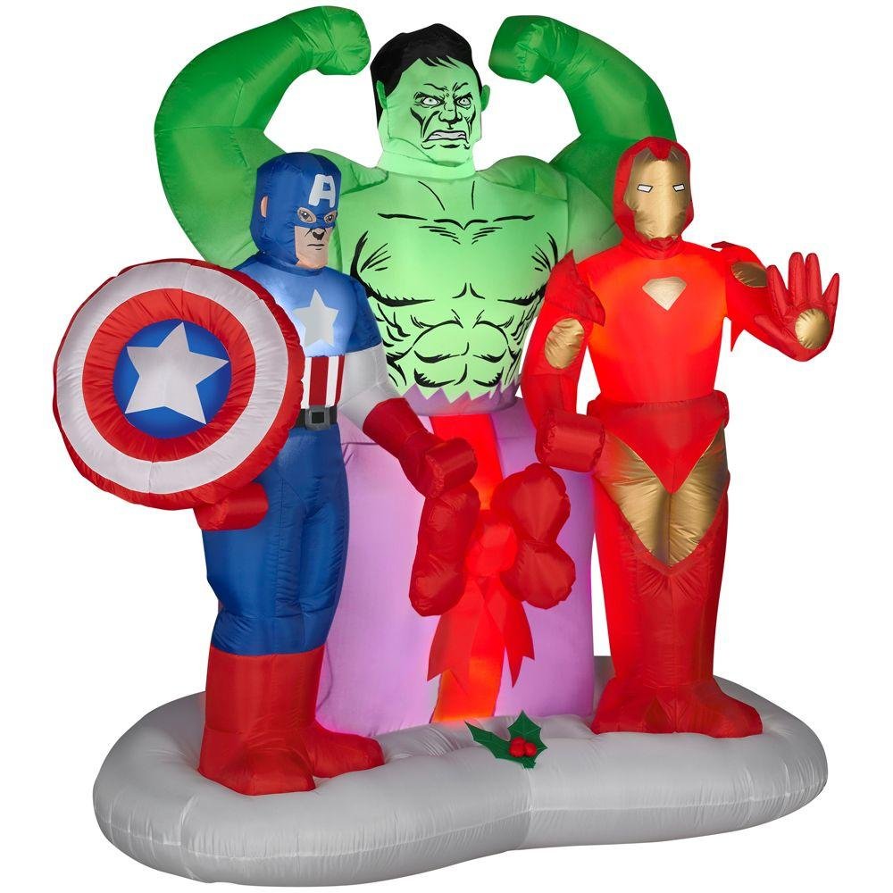 Gemmy Airblown Inflatable Marvel Avengers Assemble Christmas Scene - Indoor Outdoor Holiday Decoration, 6-foot Tall