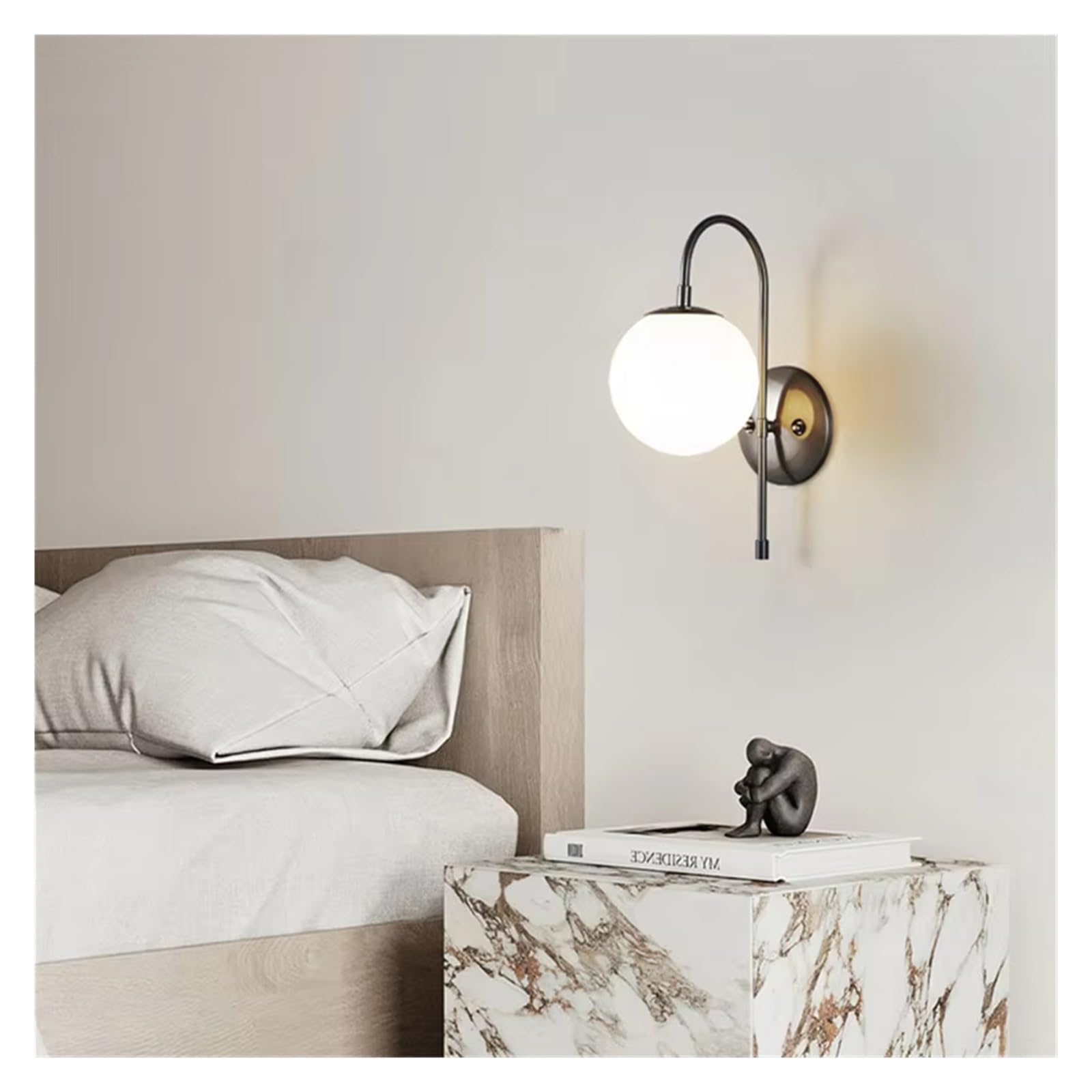 JKJZSALJ Modern Indoor Brass Wall Lighting Led Black Copper Sconce Lamp Simple Creative Decor For Home Bedside,Lighting For Bedroom,Brass,Black