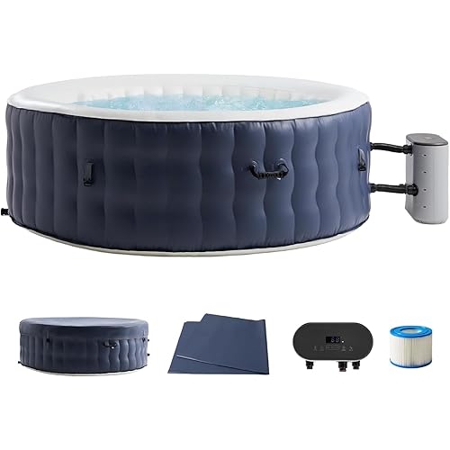 4-6 Person Inflatable Hot Tub Portable Spa with 120 Air Jets & Manual Control Panel, Energy-Efficient Thermal Cover, 71" x 24" Indoor/OutdoorStyle Blow Up Tub