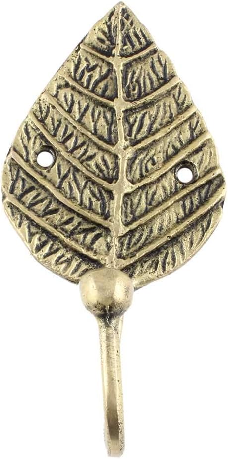 Indian Shelf Pack of 2 Multipurpose Brass Heavy Duty Decorative Vintage Key Holder, Key Wall Hooks for Hanging Coats, Jackets, Leash, Hat, Towel, Backpack, Purse, Handbag for Bedroom Décors(Gold)