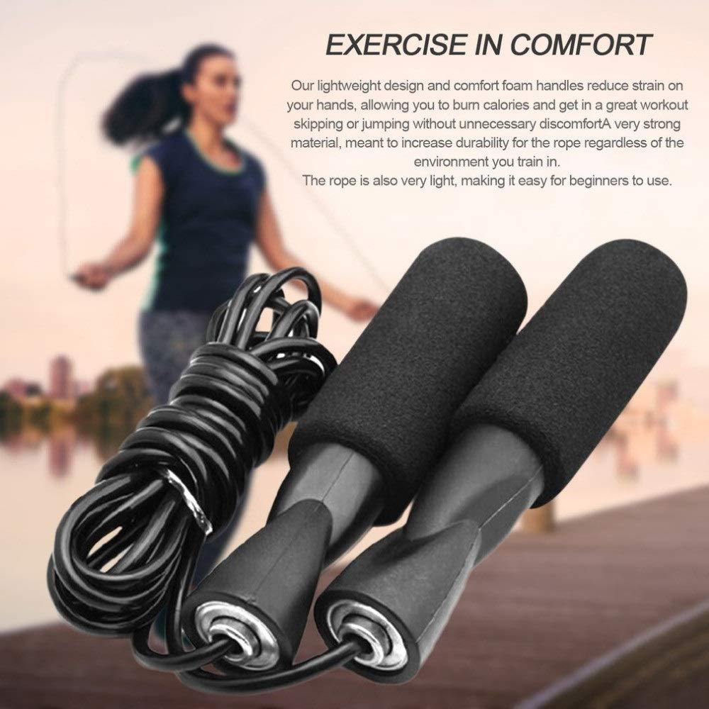 1PC Skip Rope Esercizio aerobico Boxe Salto Corda per saltare Velocità regolabile Cuscinetto Fitness Cavo in PVC nero Cuscinetto Corda per saltare