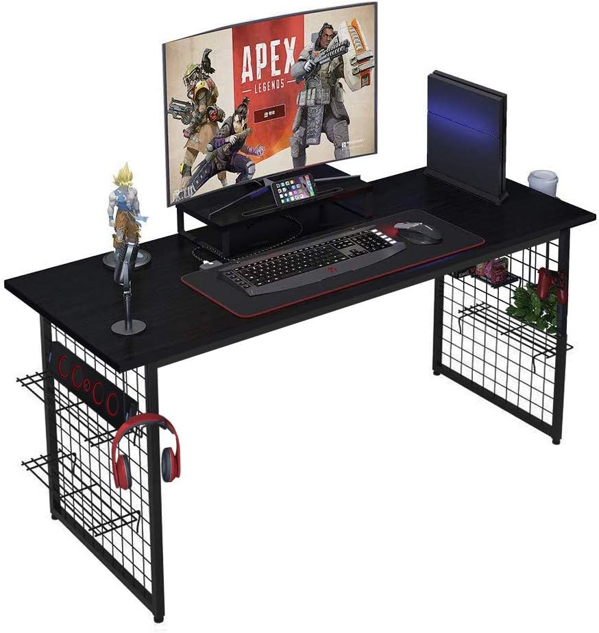 Amazon Need ゲーミングデスク 幅152 4cm奥行60cm パソコンデスク パソコン台 Pcデスク Ledマウスパッド モニター台など付き 152 4 60 72cm ブラック パソコンデスク 文房具 オフィス用品