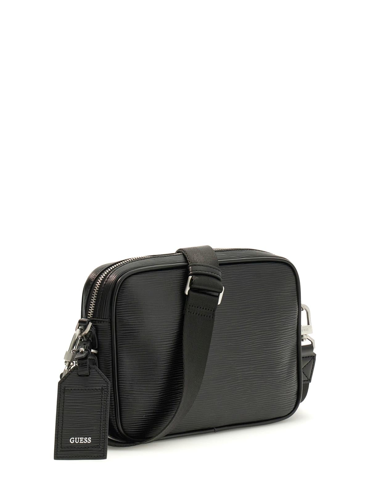 GUESS borsa a tracolla Milano Crossbody Double Zip Bag Black nero