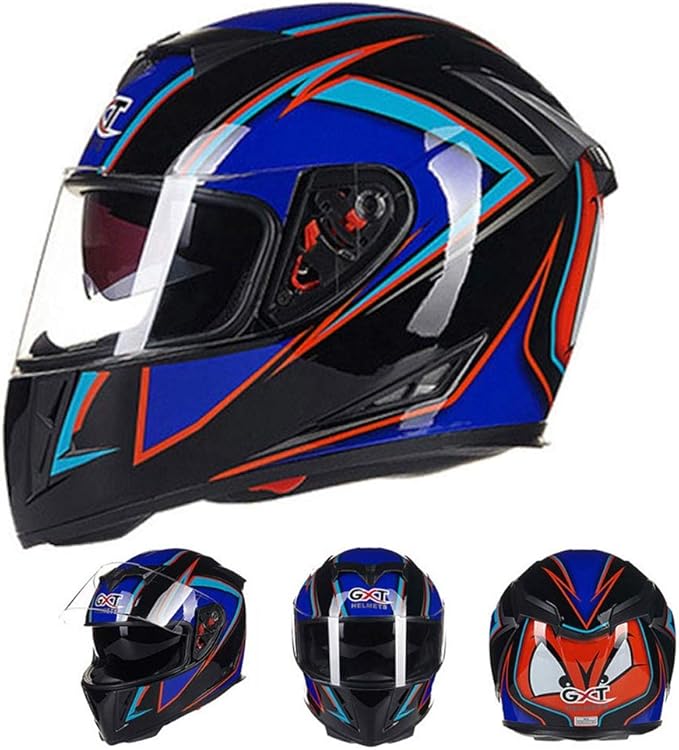 Full Face Helmet Motorcycle Modular Flip up Dual Visor Sun Shield Anti