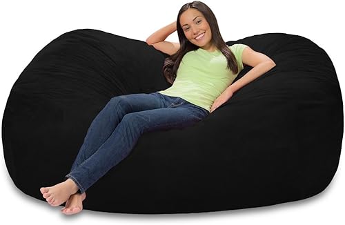 Miniatura 83 de Comfy Sacks - Puf de espuma viscoelástica de 7.5 pies, tumbona de piel sintética color negro Piel sintética, color negro,Piel sintética de color