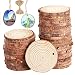 Unfinished Wood Circles with Barks Used for Christmas Centerpieces- 40pcs 1.9-2.4 inch Natural Wood Slices with Holes and 33 Feet Jute Twine
