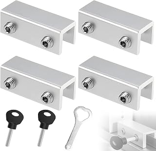 TIANLIN 4 Stück Fenstersicherung Kinder, Silber Aluminium-Fensterschloss, Verstellbar, Geeignet für Schiebetüren und Fenster mit Einer Dicke von 1–16 mm, Inklusive 2 Schlüsseln