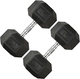 Northern Hex Dumbbell Set Rubber Heavy Weights with Metal Handles Anti-Rolling for Weight Lifting Bodybuilding Exercise Wo…