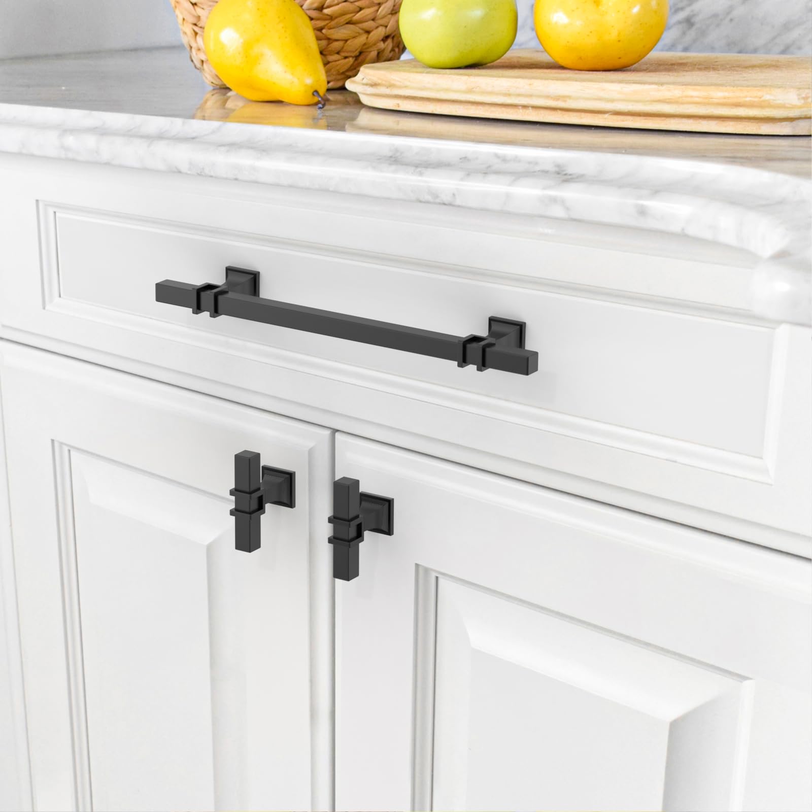 Amerdeco 10 Pieza Tiradores Cocina 160mm Tiradores Armarios Negro Tirador Puerta Tiradores Cajones de Muebles UK0003