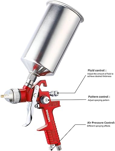 Miniatura 10 de Pistola de pulverización profesional de aire de alimentación por gravedad HVLP con boquillas de 1.4 1.7 y 0.079 in, pistola de pintura con taza de