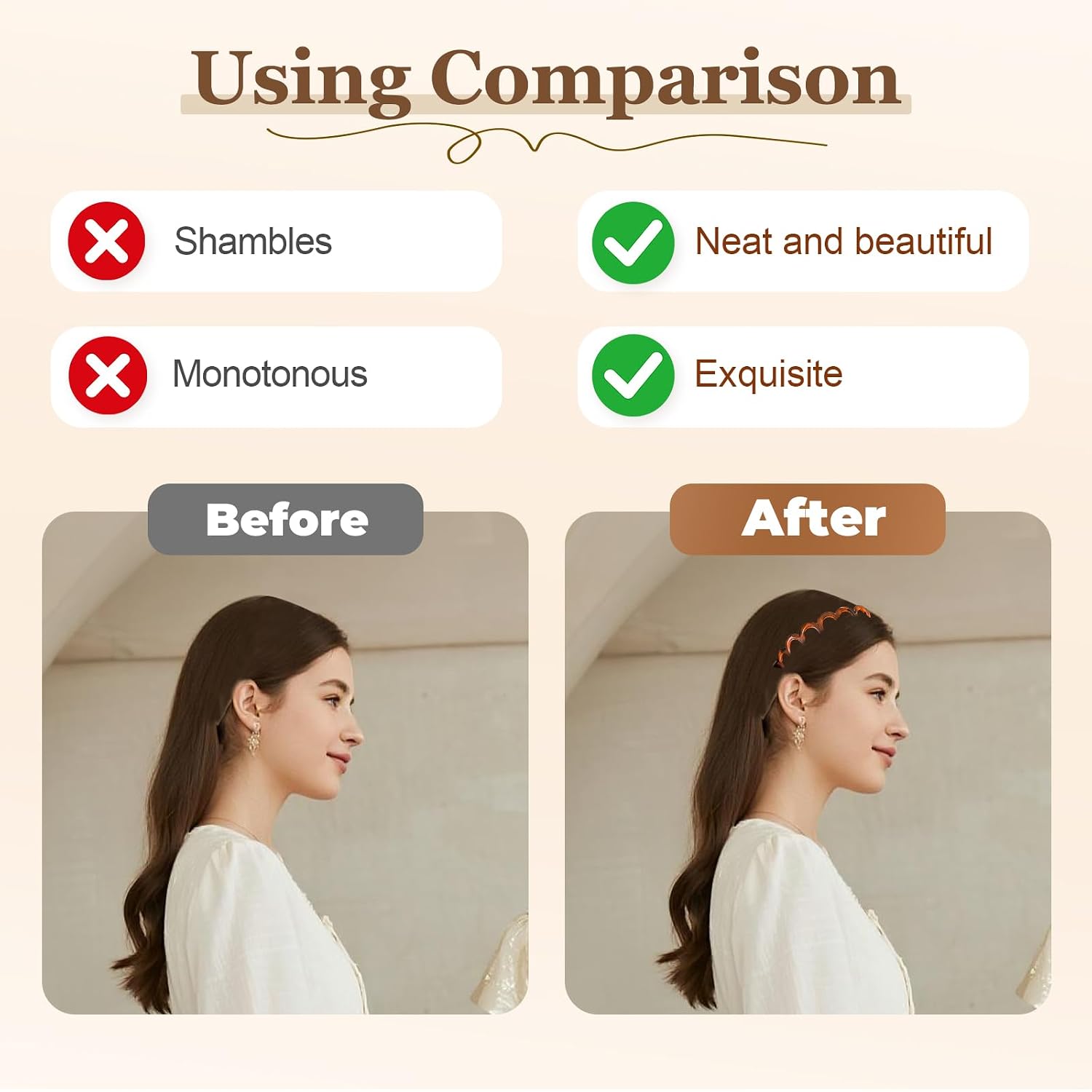 2026 New 2PC U Shape Fashion Tooth Hair Comb Headband, High Cranium Head Bands for Women's Hair, Zig Zag Headbands for Women, Wavy Teeth Hairs Hoop for Women Girls Hairs Accessory Styling (Mix 2, M)