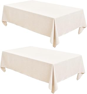 Table Cloth Rectangular Waterproof Faux Linen Table Cover for Dining,Parties Wedding Beige Farmhouse 52x70 Stain Resistant Wrinkle Free Decorative 2 Pack