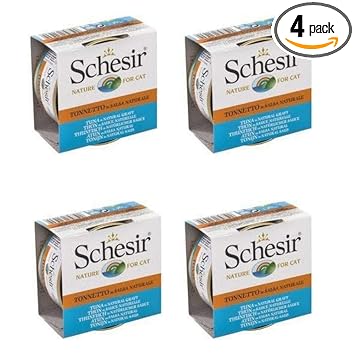 Schesir Wet Cat Food - Tuna in Natural Gravy - 70g - Can (Pack of 4 (70gx4))