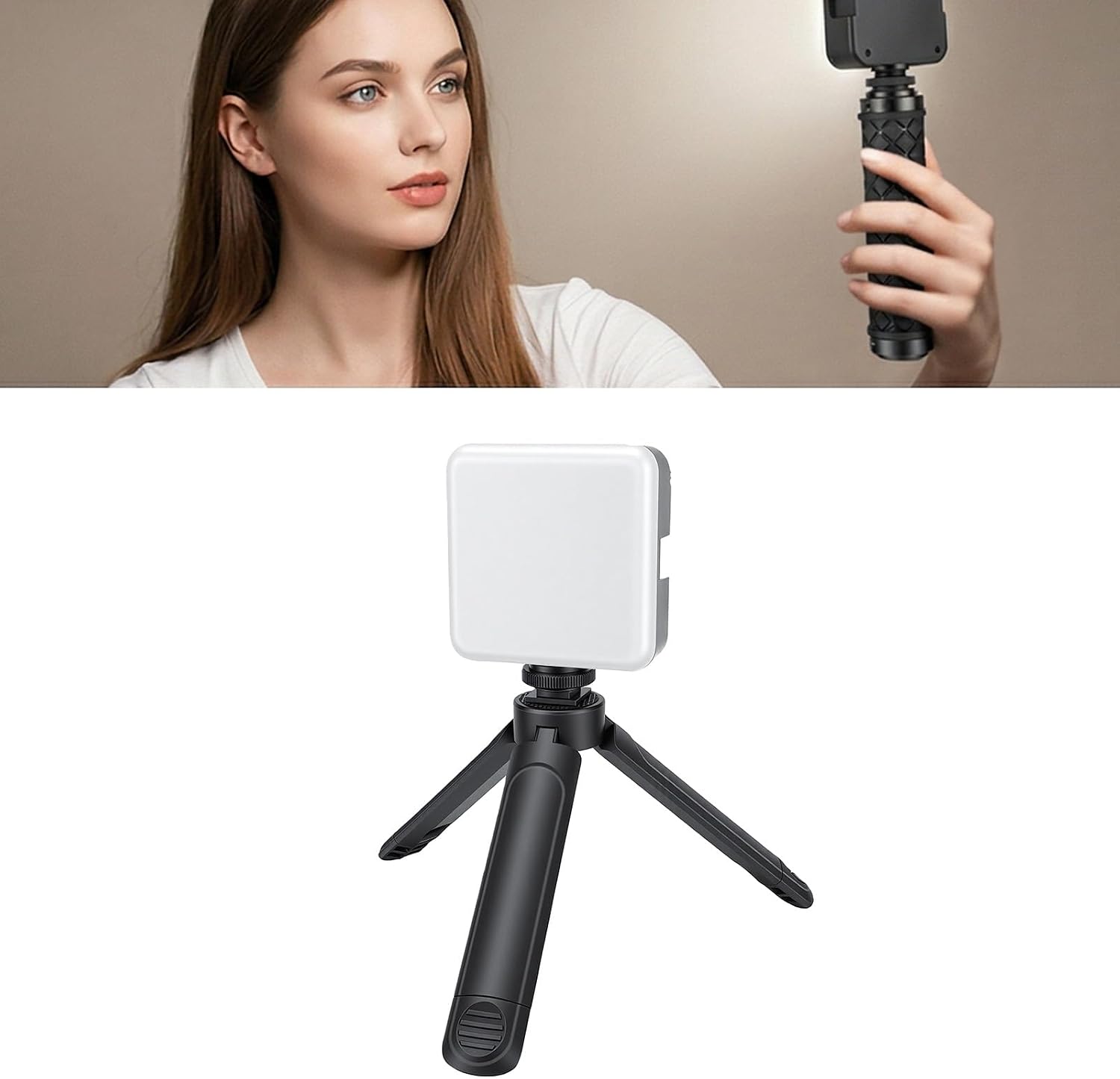 LED Video Light, 2PCS 5600K Rechargeable Portable Selfie Light for Smartphone, Adjustable Brightness, for Travel Beauty Food Photography