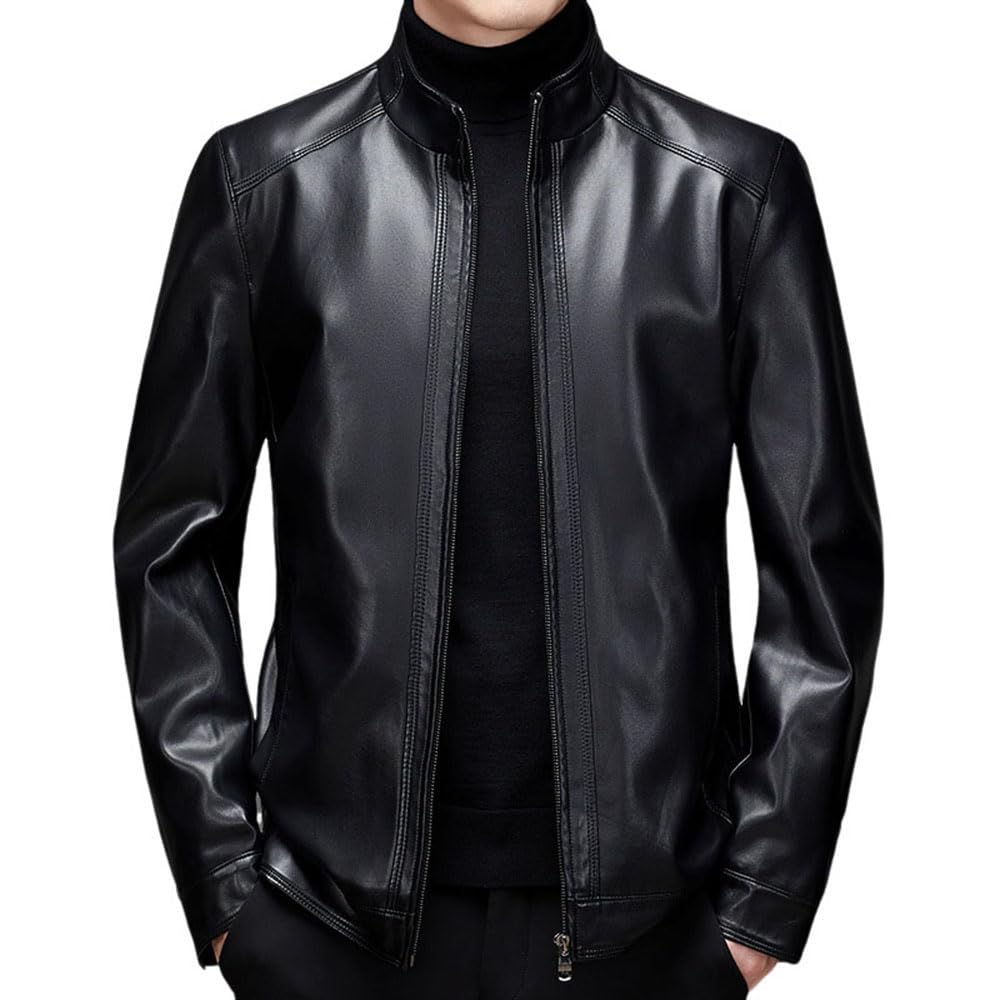 BININBOX Veste en Similicuir Chic Homme Blouson Moto Col Montant Jacket Slim Fit Automne Hiver