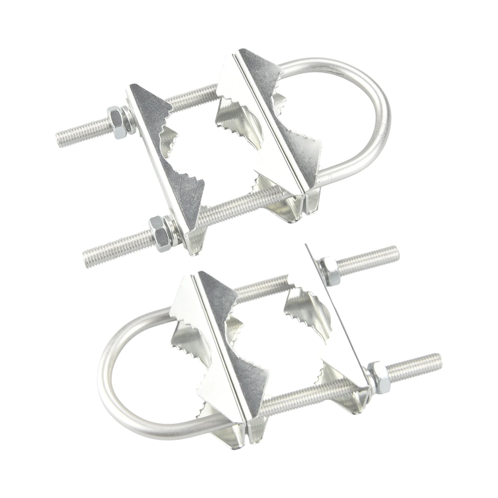 Staffa Doppia per Mastro 2 Set Acciaio Zincato Resistente alla Ruggine, Staffe a Mascella a V con U-Bolzen per Antenne TV Esterna, Radio Amatoriale, Starlink, Mastello per Bandiera