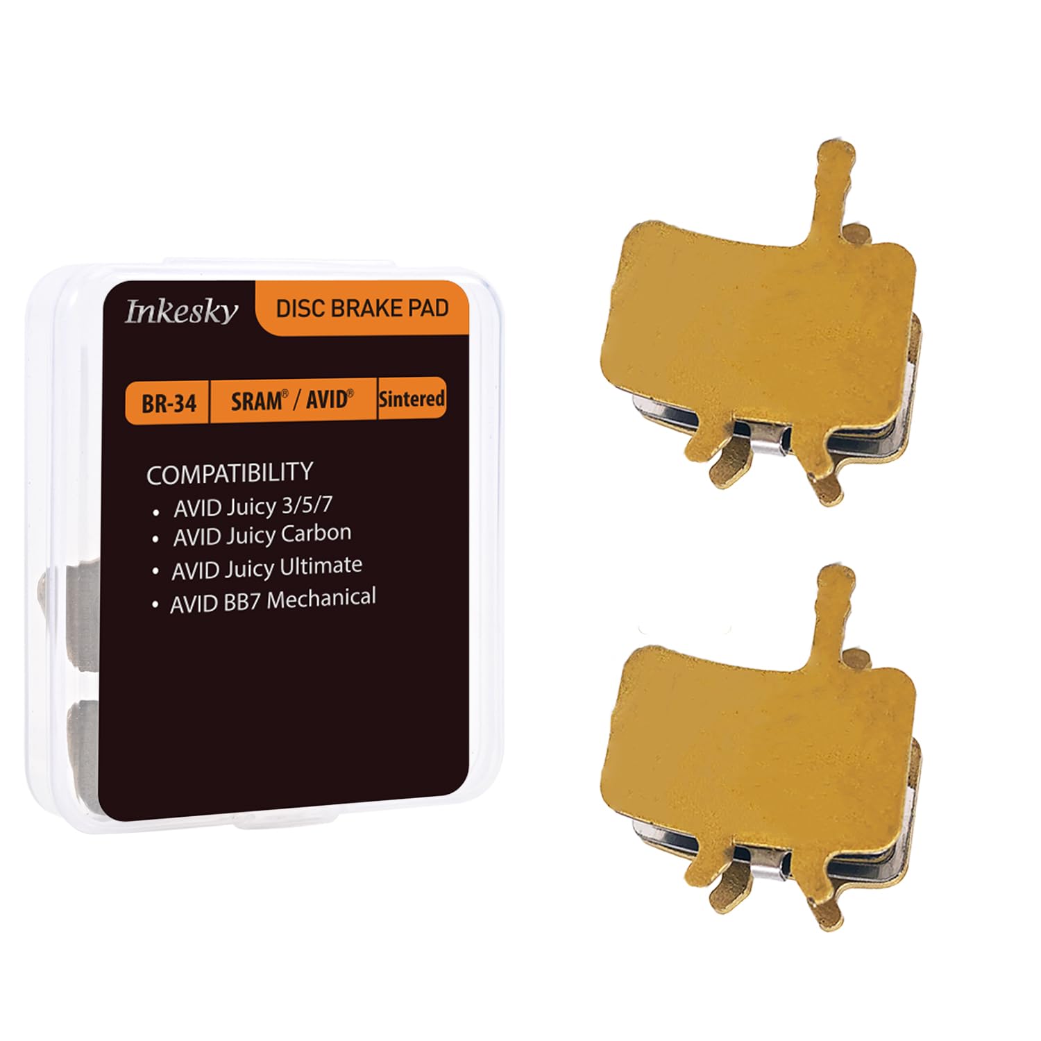 Inkesky Brake Pads Compatible with AVID Juicy 3/5/7/Carbon/Ultimate, AVID BB7 Mechanical,PROMAX DSK Series/DC Series - BR34 (Metal)