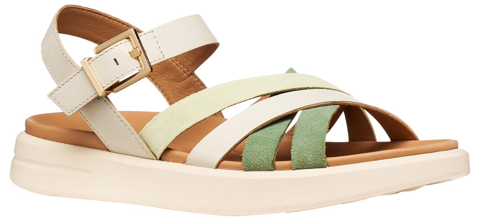 Geox Women's D XAND 2S B Wedge Sandal, LT Sand/Olive, 39 EU