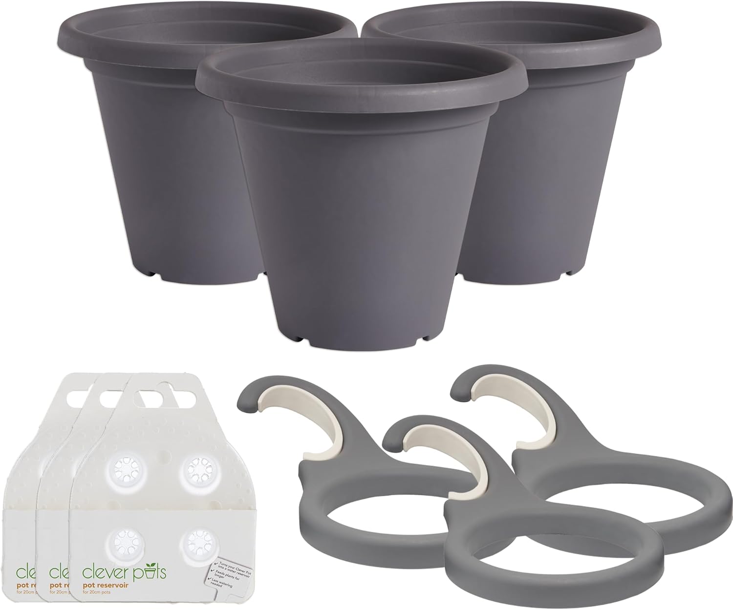 Clever Pots Flower, Charcoal, One Size (20cm Pots)