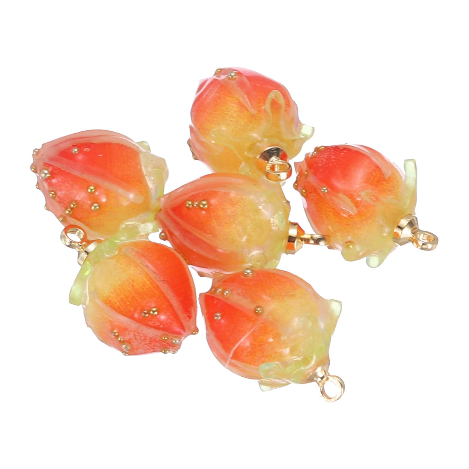 PATIKIL 0.6x0.4 Flower Beads, 6Pcs Acrylic Flower Buds Beads Mini Rose Charm for Bracelets Earrings, Necklaces