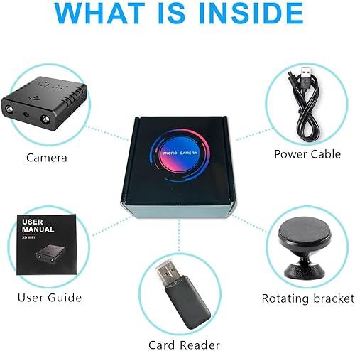 Miniatura 9 de Cámara WiFi inalámbrica más pequeña, detector de cámara espía HD1080P, monitor de bebé, mini cámara para mascotas, cámara de niñera con visión