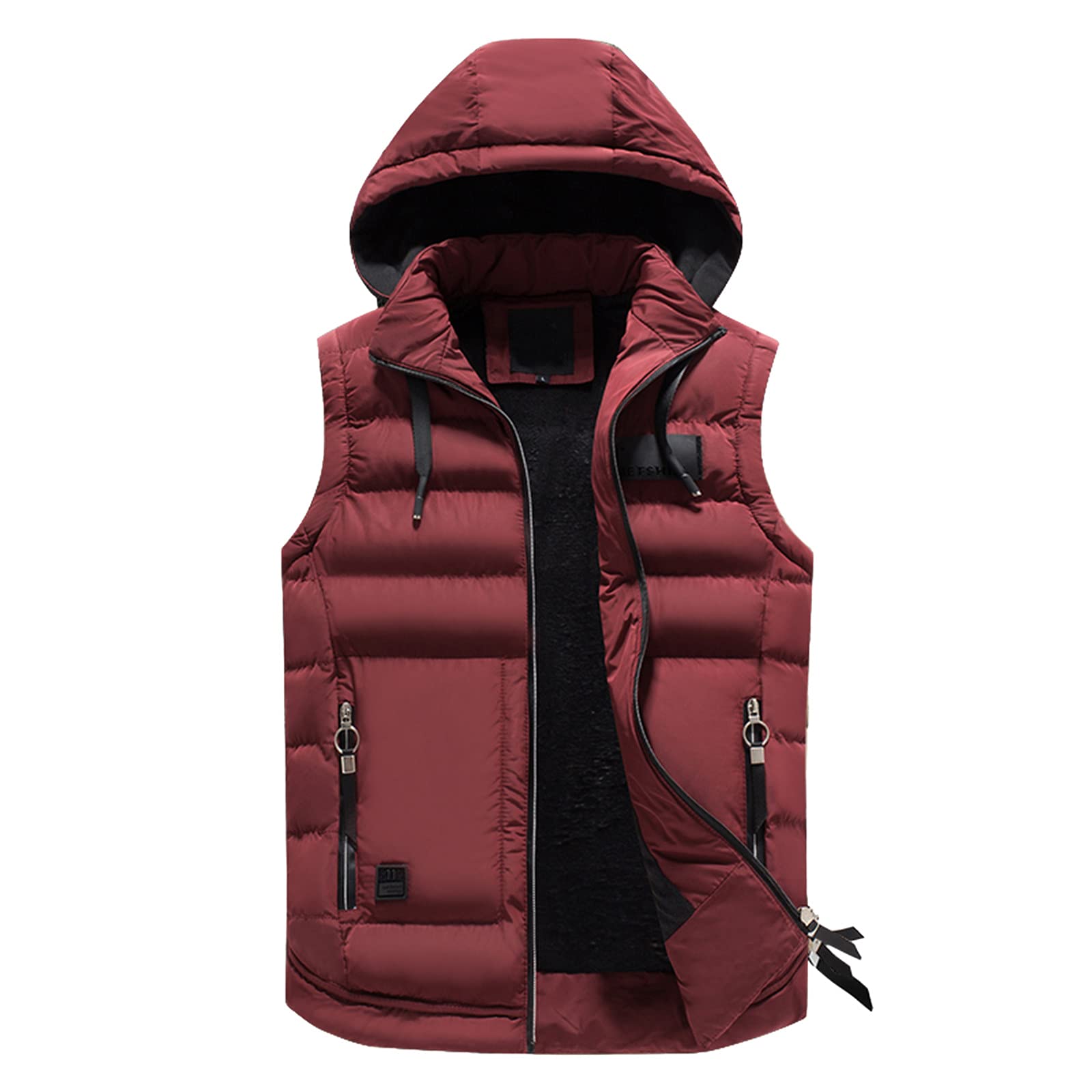 Gilet Trekking Uomo Invernale Leggero con Cappuccio Giubbotto Smanicato Giacca Trapuntato Corto Gilet Senza Maniche Imbottita Giubbino Piumino Smanicato