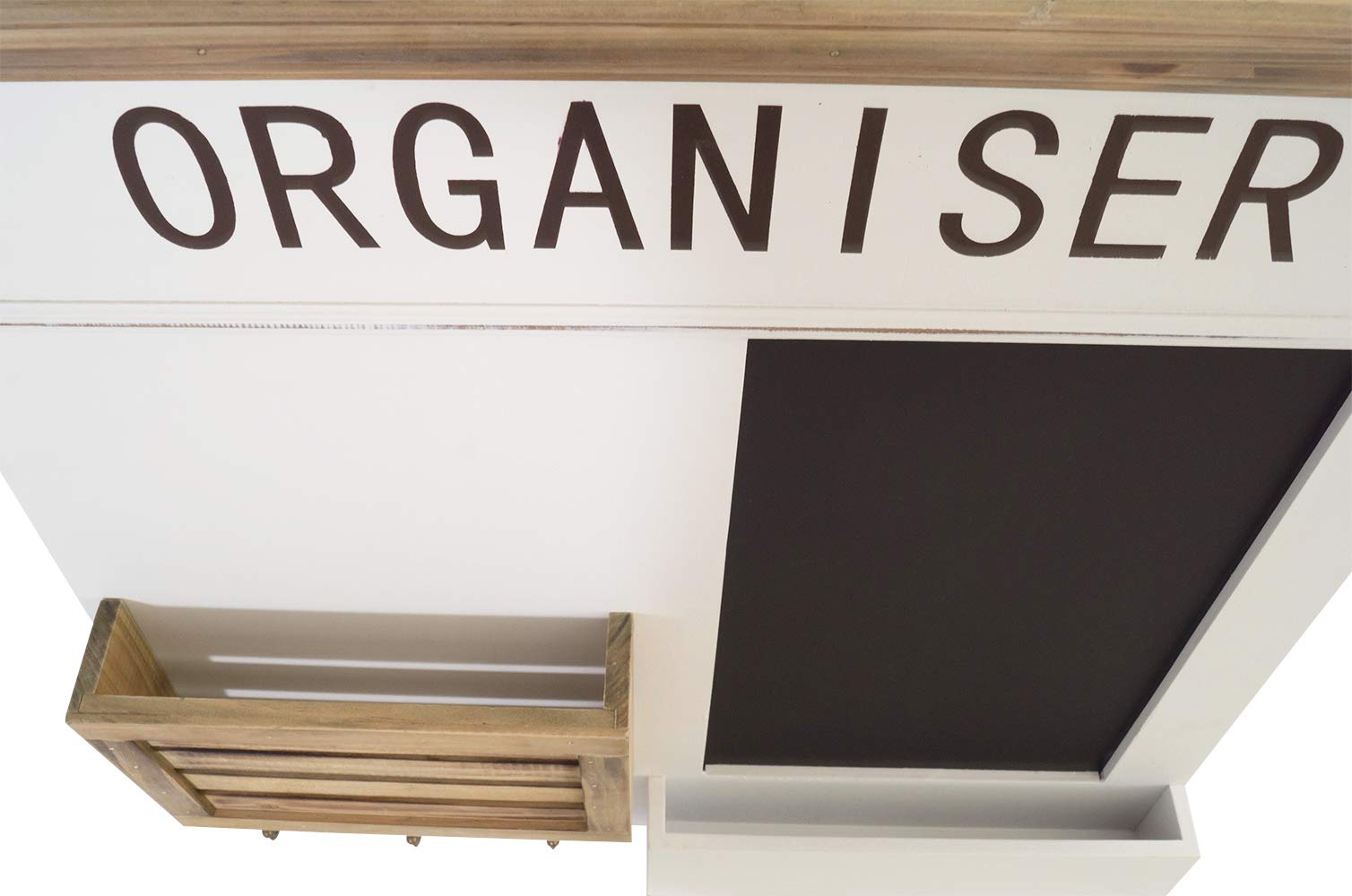 Lavagna Memo In Legno Bianco Striato - Con Clip E Cordoncino, Stile Shabby Chic Per Cucina