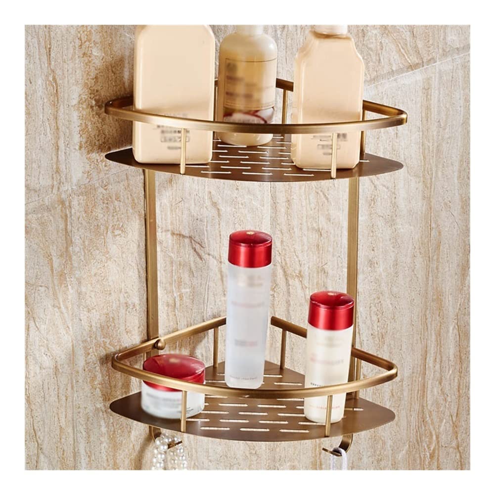 ZerHoc Shower Shelf Corner Corner Shower Caddy Shower Shelf Racks Bathroom Shelves Antique Copper Double Wall Mount Corner