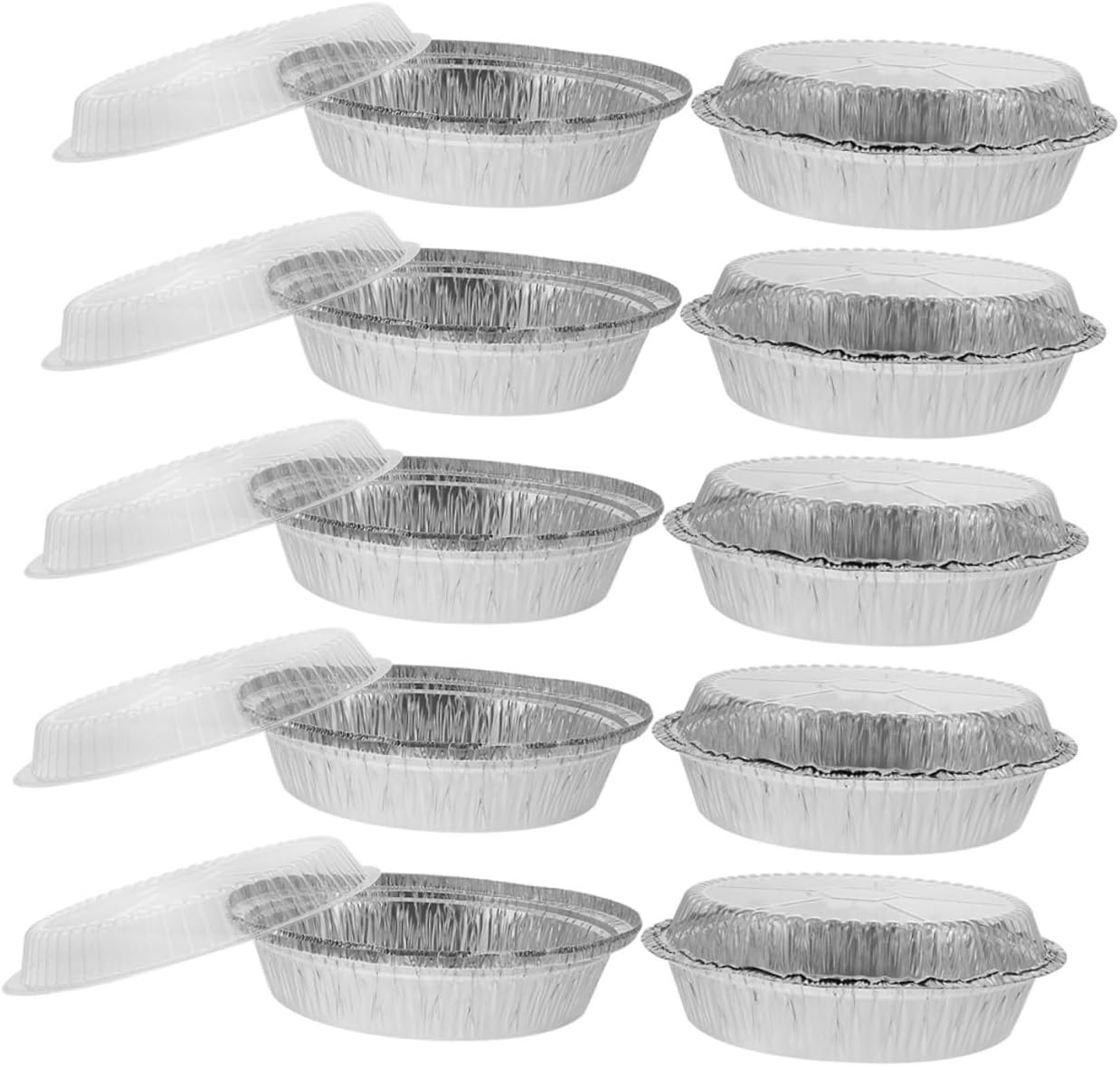40set Baking Foil Pans with Lids Round Aluminum Containers for Cooking Roasting and Food Storage High-temperature Resistant for Oven and Grill Use