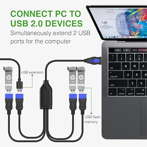 Miniatura 5 de ANDTOBO USB 1 to 4 Splitter, USB 2.0 Y Splitter Charger Cable USB 1 Male to 4 Female Power Cord Extension Hub Cable for PCPS4MacBookLaptopTVLED