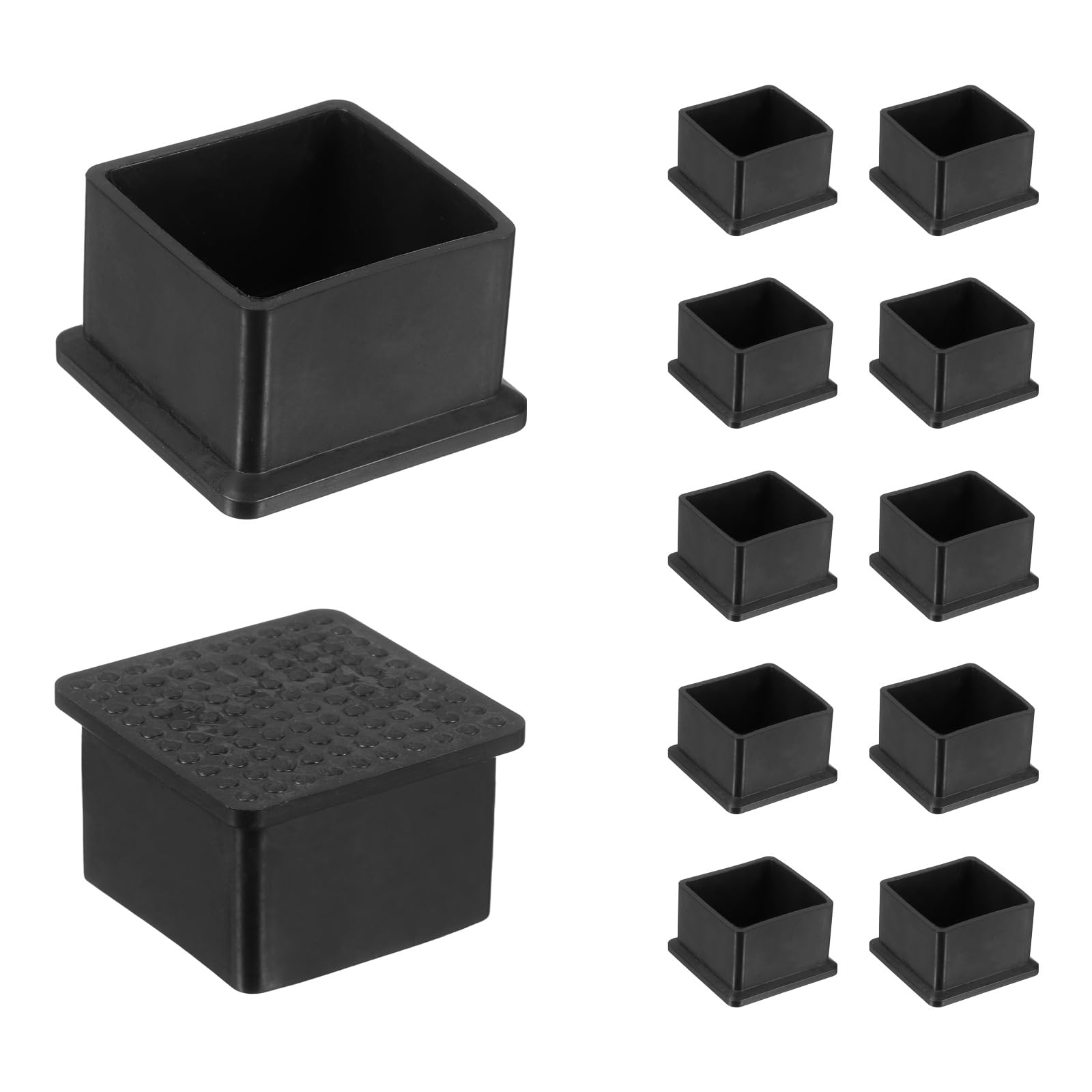 Tapas de PVC cuadradas de 38x38 mm para patas de silla, protectores negros de suelo, 12 uds.