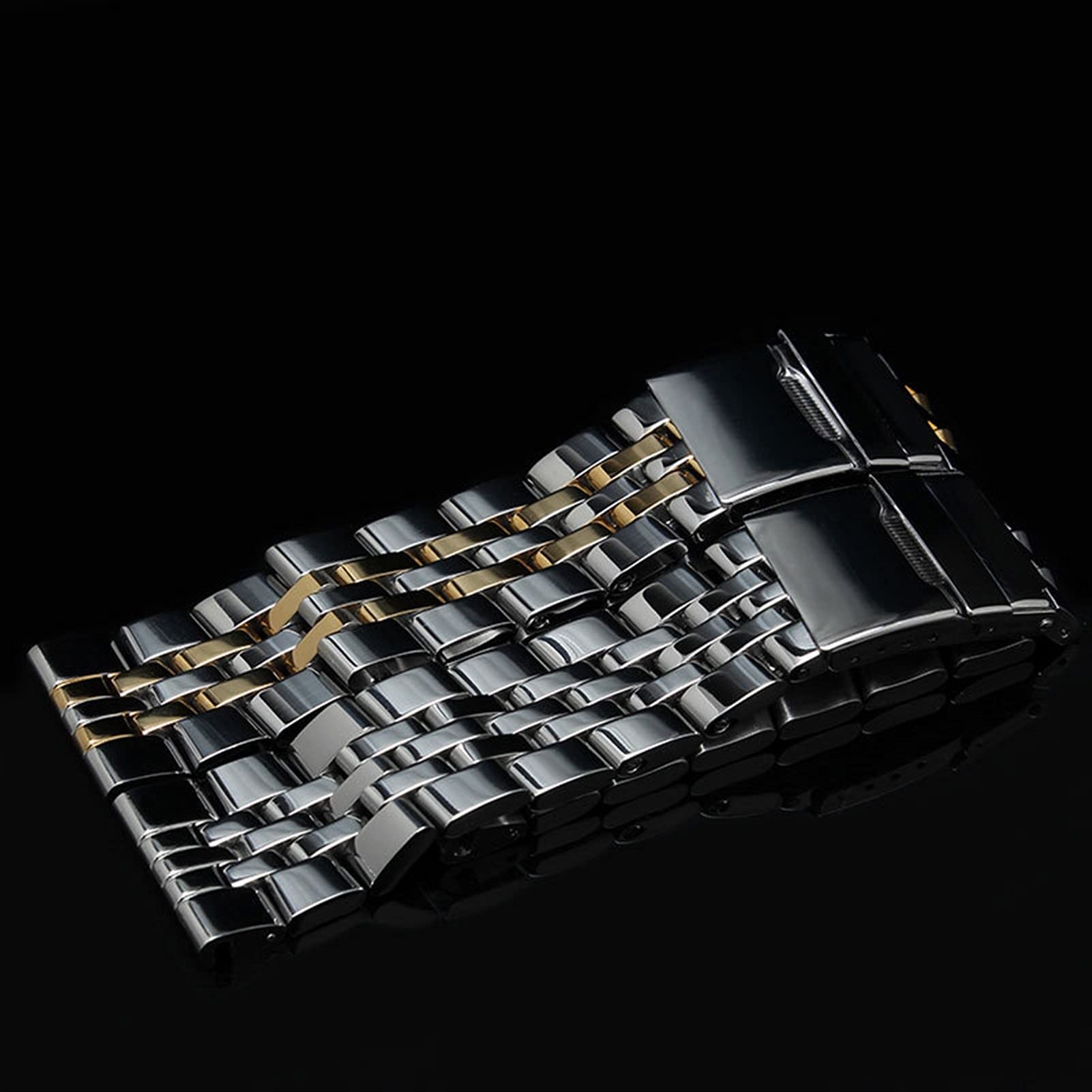 Uhrenarmband aus 316L-Edelstahl, massives Metallarmband für Herrenuhr mit Schnellverschluss, 22 mm, 24 mm