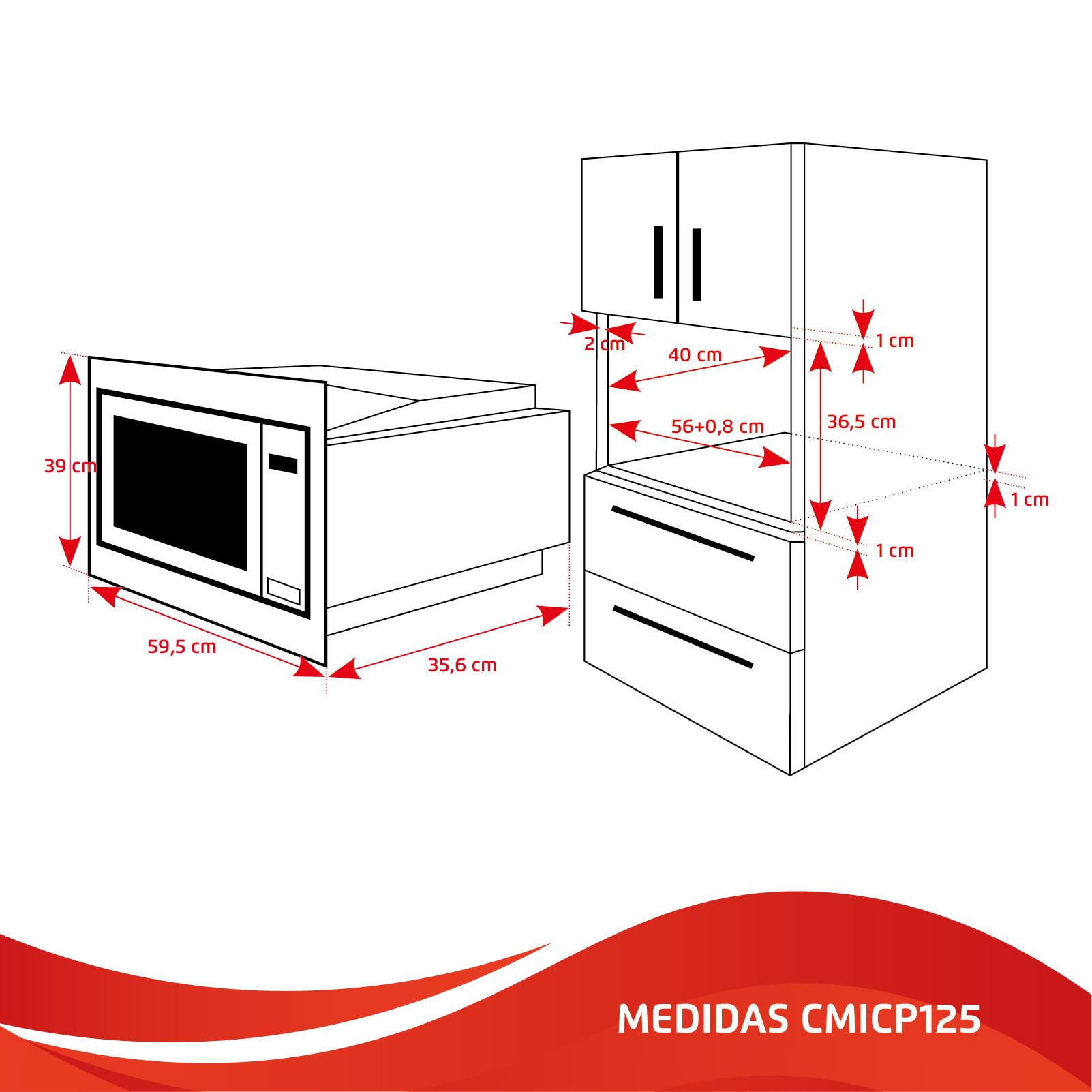 Corbero 8437013659468 CMICP125 Micro-ondes en acier inoxydable