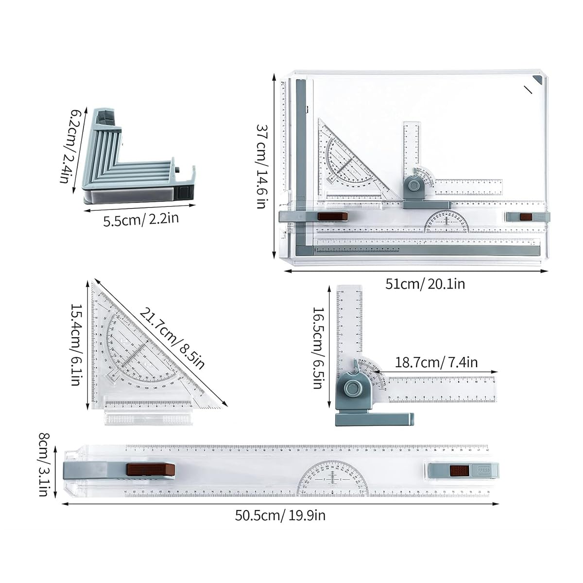 NEWFUN Lavagna da Disegno Professionale,Rapid Drawing Board per Tavolo da Disegno A3，Avolo da Disegno Multifunzionale per il Disegno Tecnico, Binario per il Disegno Parallelo, Angolo Regolabile