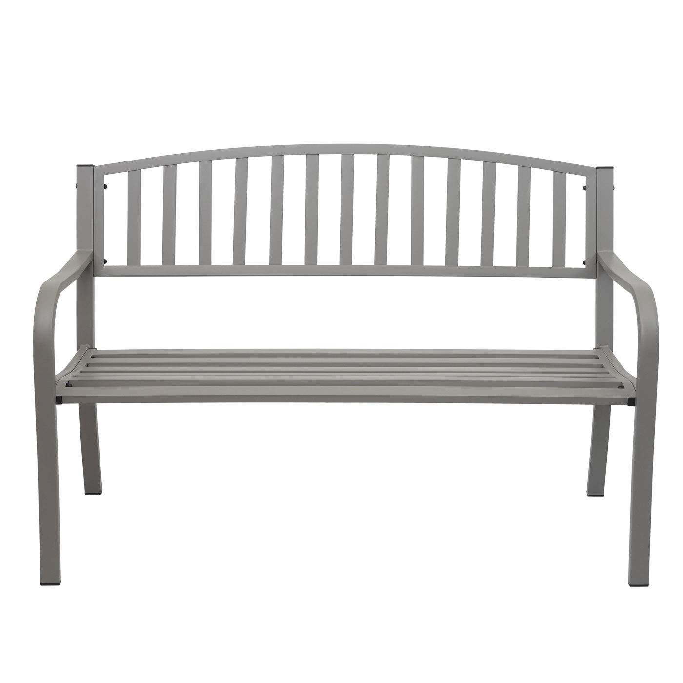 Mendler Gartenbank HWC-F43AM, Bank Parkbank Sitzbank, 2-Sitzer pulverbeschichteter Stahl - grau