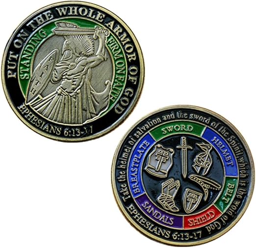 Put On The Whole Armor of God EPHE 6:13-17 Enamel 3D Challenge Coin Collector's Medallion