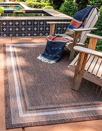 Uniqueloomoutdoorbordercollectionarearugsoftborder61x9rectanglebrownivory  Urban Country Home Decor Unique loom outdoor border collection area rug soft border 6 1 x 9 rectangle brown ivory  urban country home decor