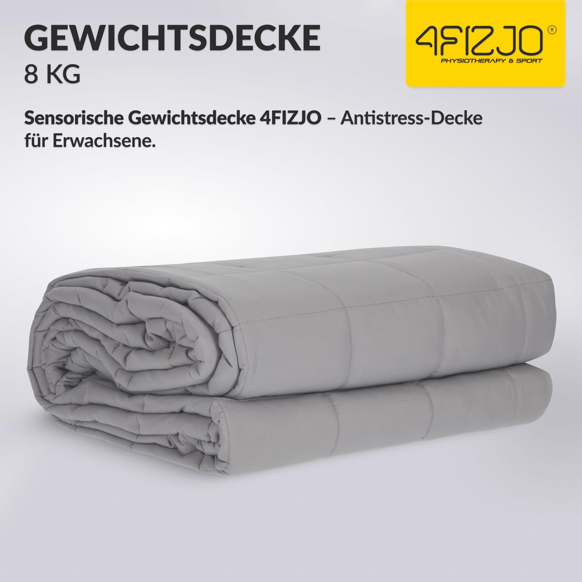 4FIZJO Gewichtsdecke 150x200 8 kg, Anti Stress Therapiedecke, Schwere Decke aus 7 Schichten, Decke für tiefen Schlaf und bessere Erholung, Weighted Blanket, Für Männer & Frauen von über 80 kg