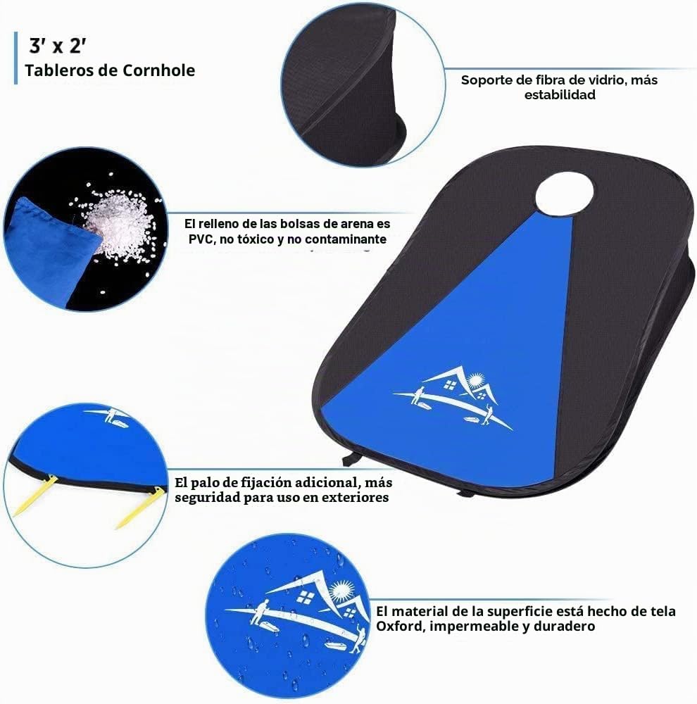NZQXJXZ Juego de Cornhole portátil Plegable con 10 Bolsas de Frijoles