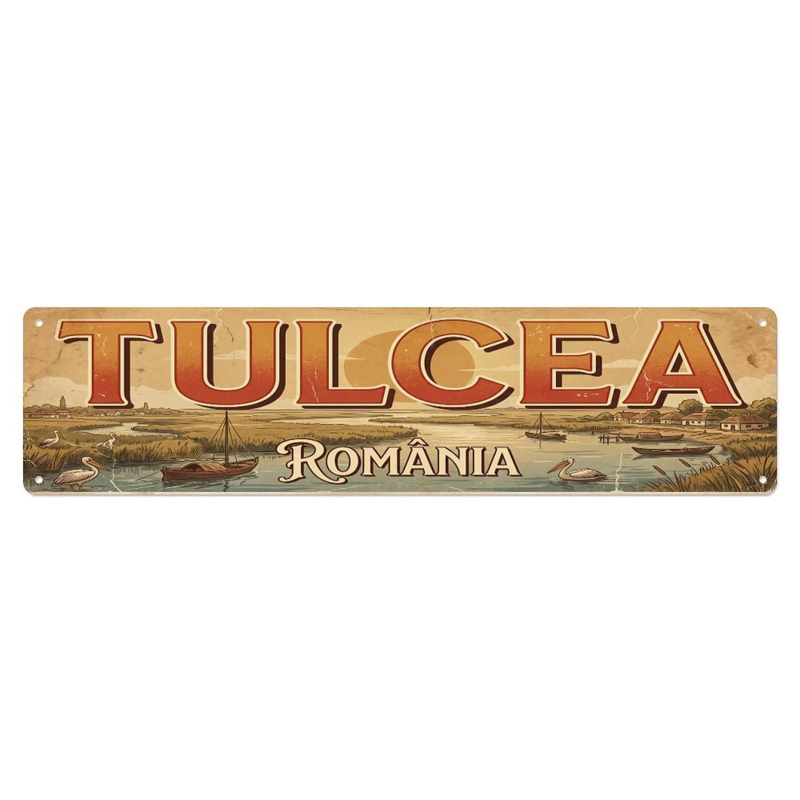 Retro Travel Romania Tulcea Metal Tin Sign