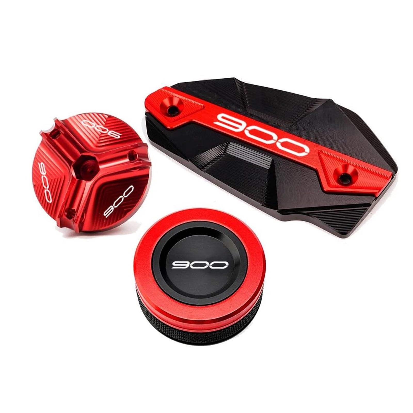 Tapón Llenado Aceite Del Motor Tapa Del Depósito De Líquido De Freno Delantero Y Trasero De Motocicleta, Tapón De Llenado De Aceite, Cubierta Para Z900 Z 900 2017-2022 2023 2024 2025(Rojo,3PCS)