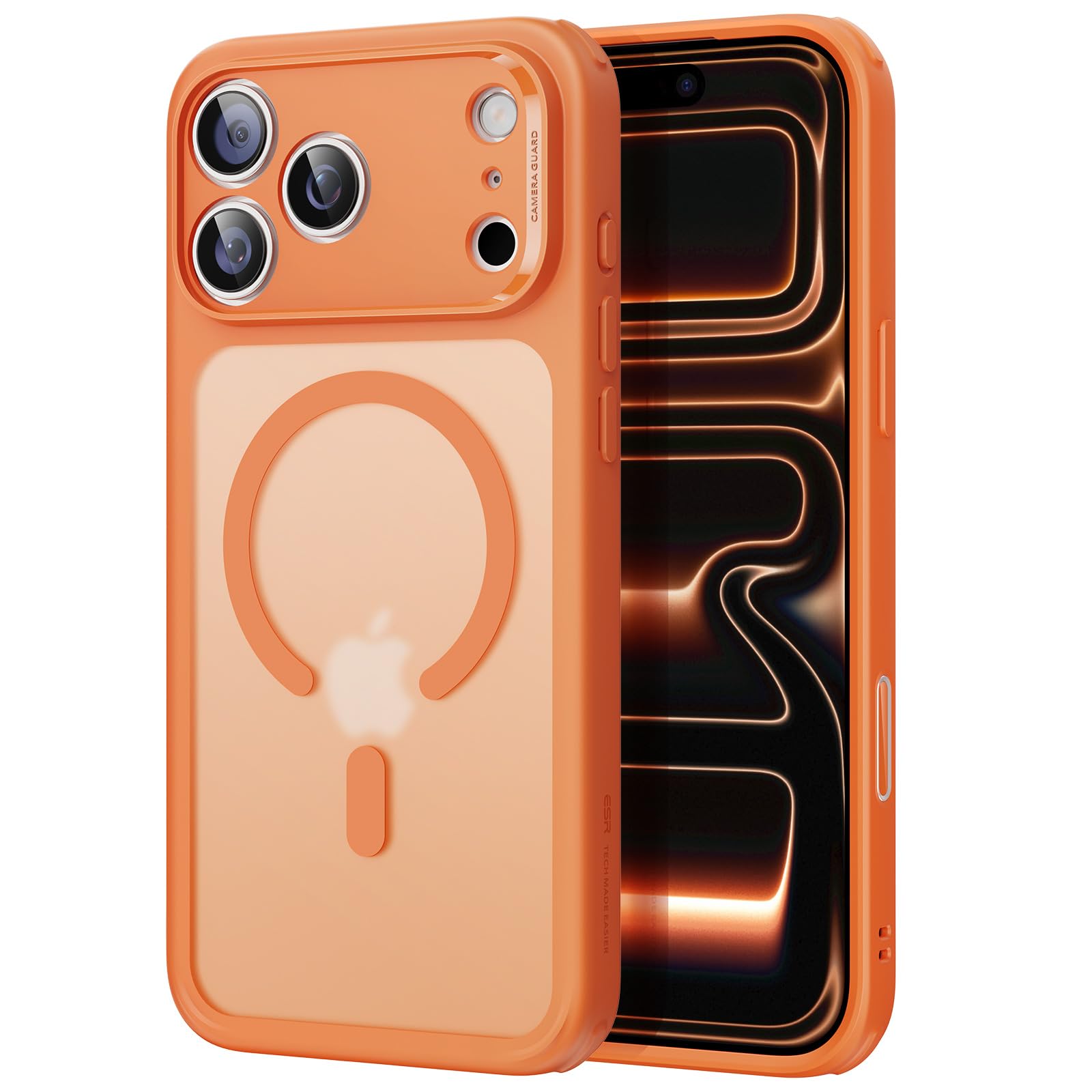 ESR Cover per iPhone 17 Pro, Custodia per controllo della fotocamera, Compatibile con MagSafe, Protezione antiurto di livello militare, Angoli Air Guard ammortizzanti, Arancia