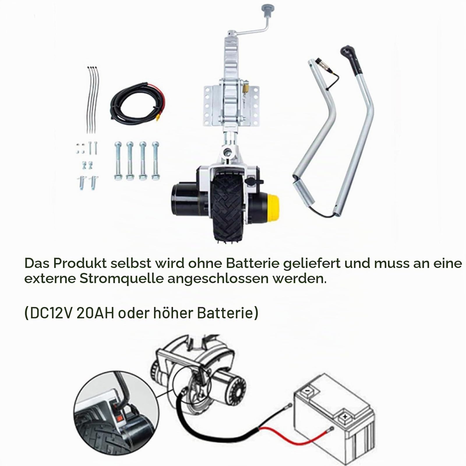 Rangierhilfe Wohnwagen Elektro Anhänger Stützrad Mover,Elektrisch Motorisierter Anhängerheber,Mini Mover,2722 Kg Last Mit Bremse Elektro Stützrad LKW Vollgummireifen,550WNonfoldable