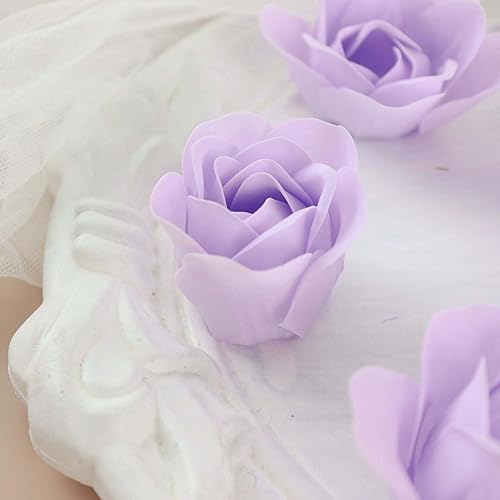 Miniatura 25 de Efavormart - Paquete de 4 24 unidades de jabón de rosas perfumadas color burdeos para fiestas preempaquetadas con cajas de regalo y cinta Borgoña